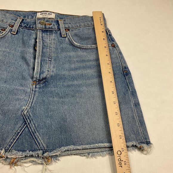 Agolde Blue Denim Mini Skirt - Picture 4 of 9